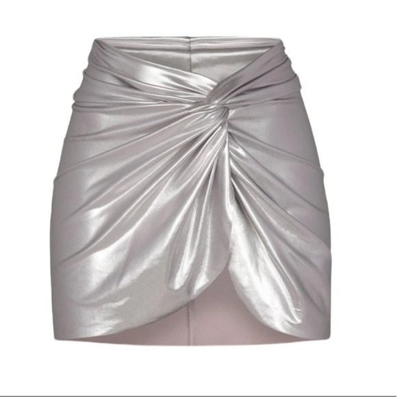 SKIMS Other - SKIMS Metallic Swim Sarong Mini Skirt Nickel